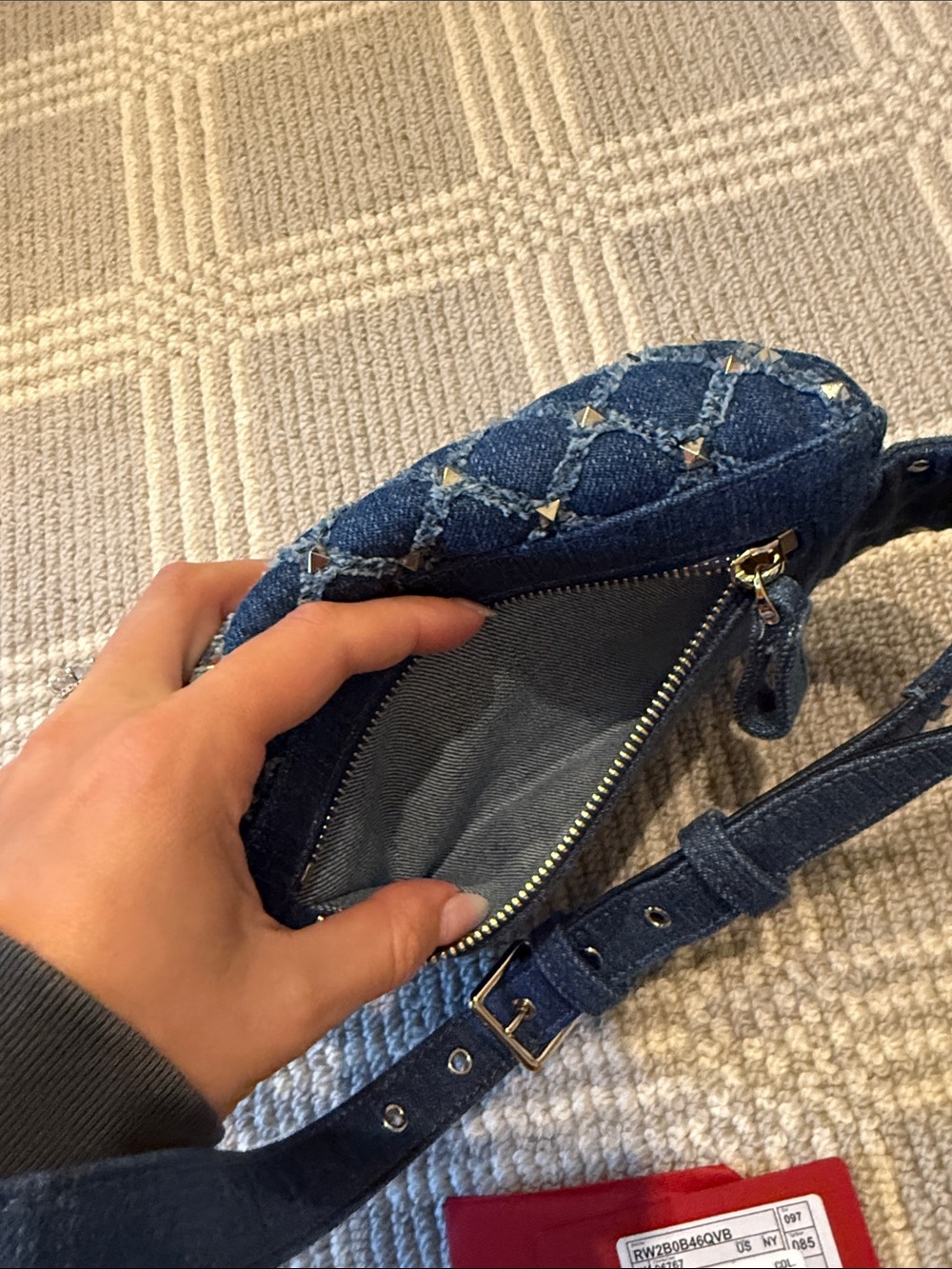 Valentino Small Denim Studded Belt Bag - Picture 4 of 6